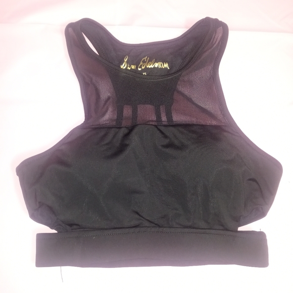 Sam Edelman Active Womens Black Check Me Out Sports Bra Mesh Cut Out Size Xs - Picture 3 of 11